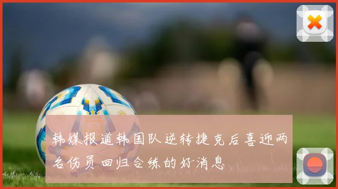 韩媒报道韩国队逆转捷克后喜迎两名伤员回归合练的好消息